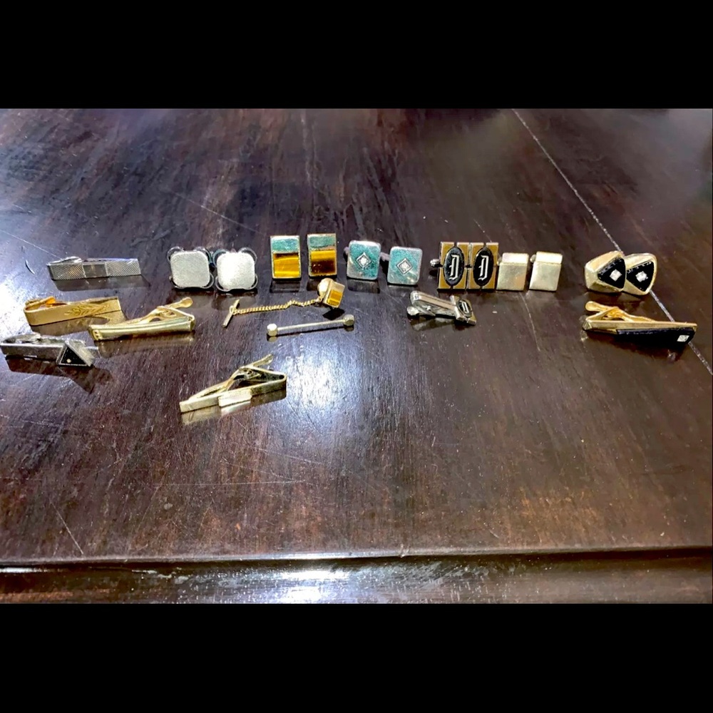 Vintage tie clasps and cuff links